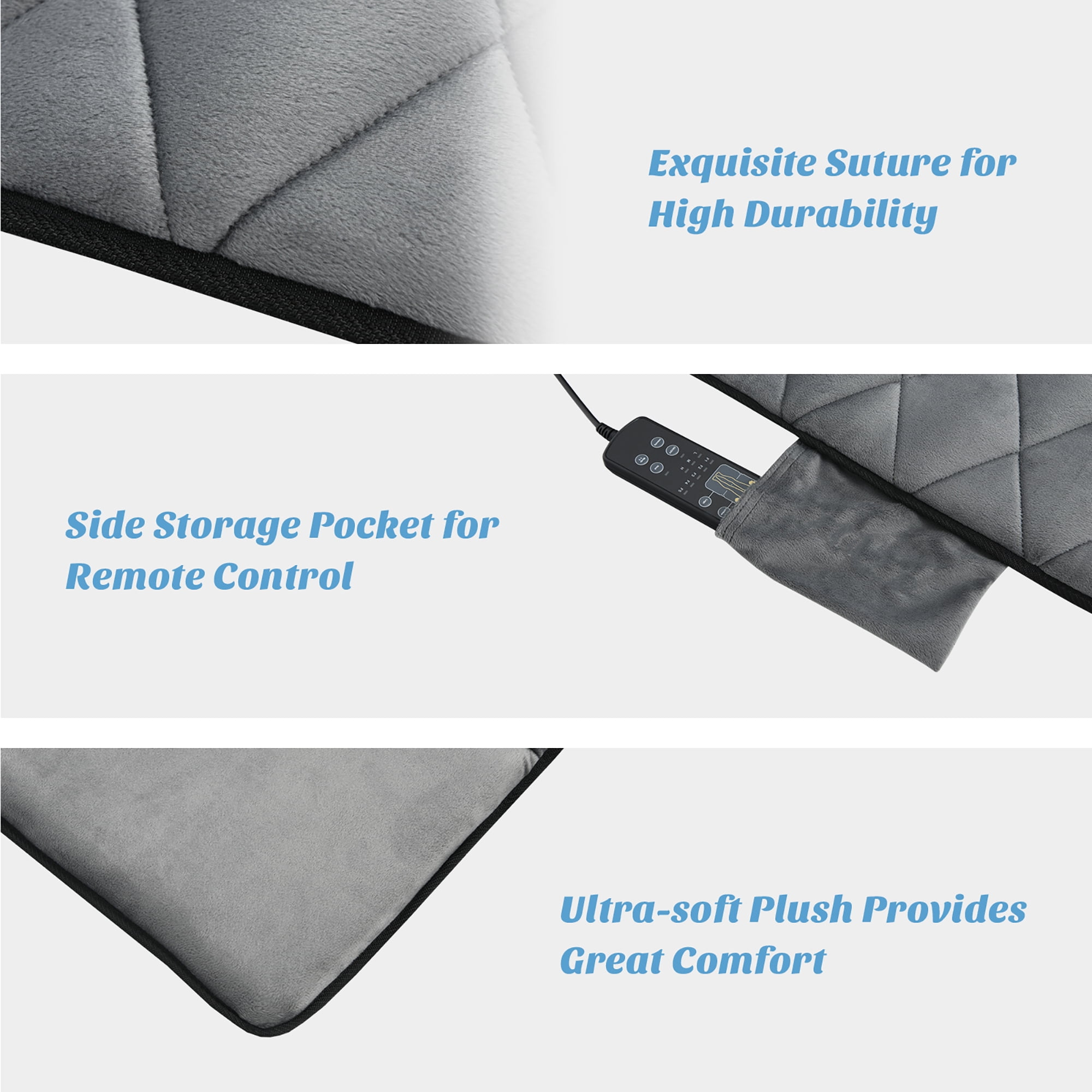 Gymax Foldable Full Body Massage Mat with 10 Vibration Motors & 3 Heating Pads