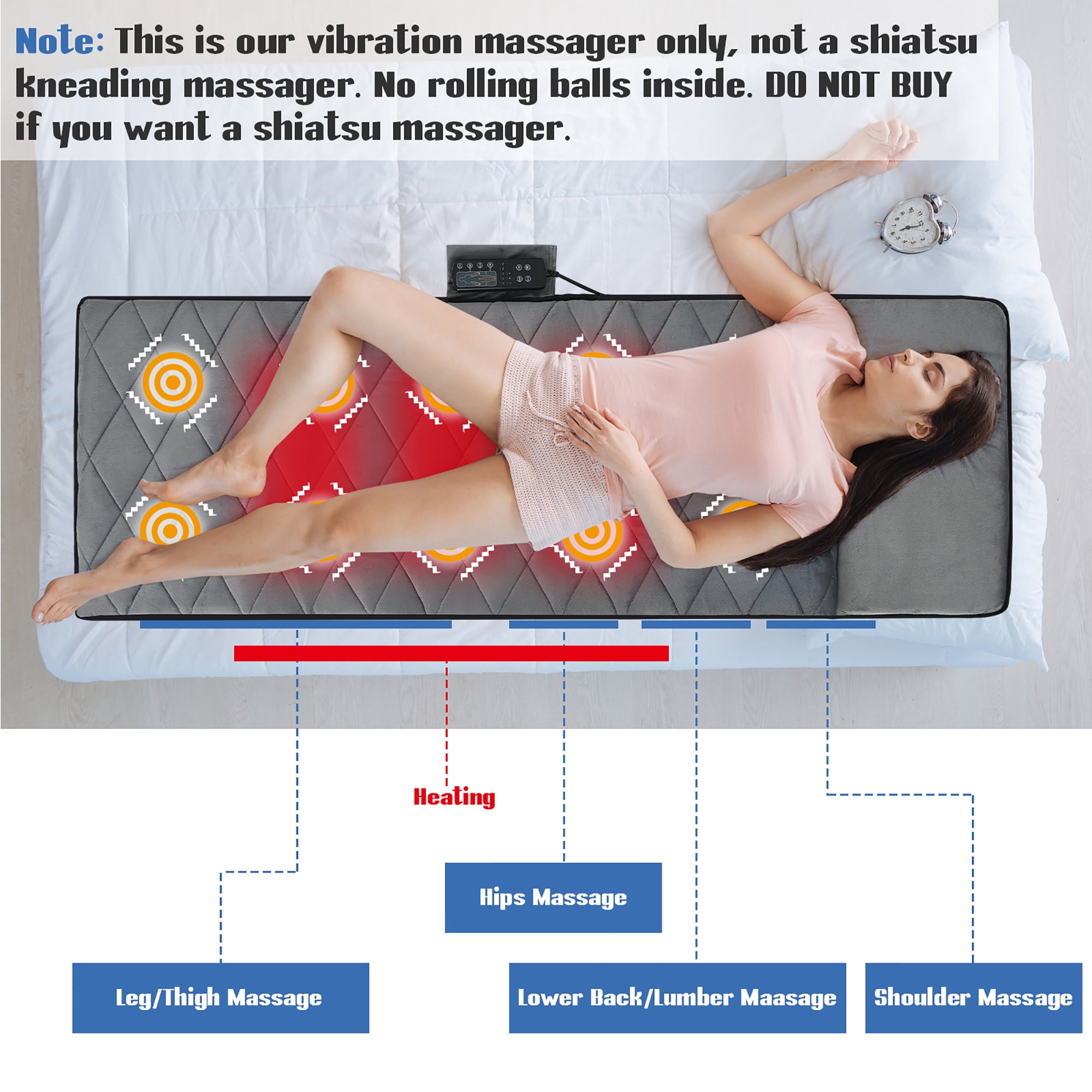 Gymax Foldable Full Body Massage Mat with 10 Vibration Motors & 3 Heating Pads