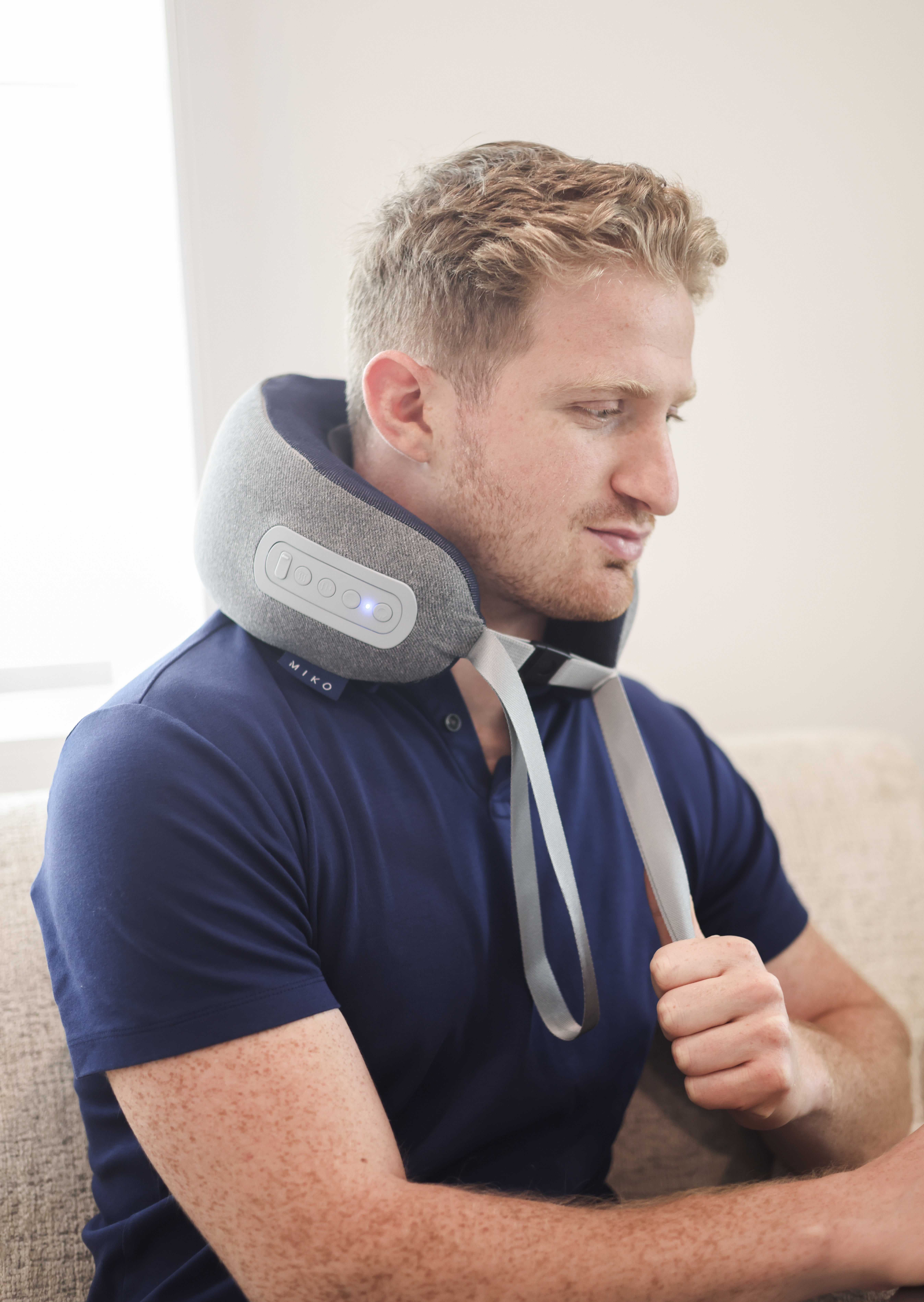 Miko Memory Foam Neck Massage Pillow with Heat – Portable Neck Massager for Travel, Home, Office Comfort
