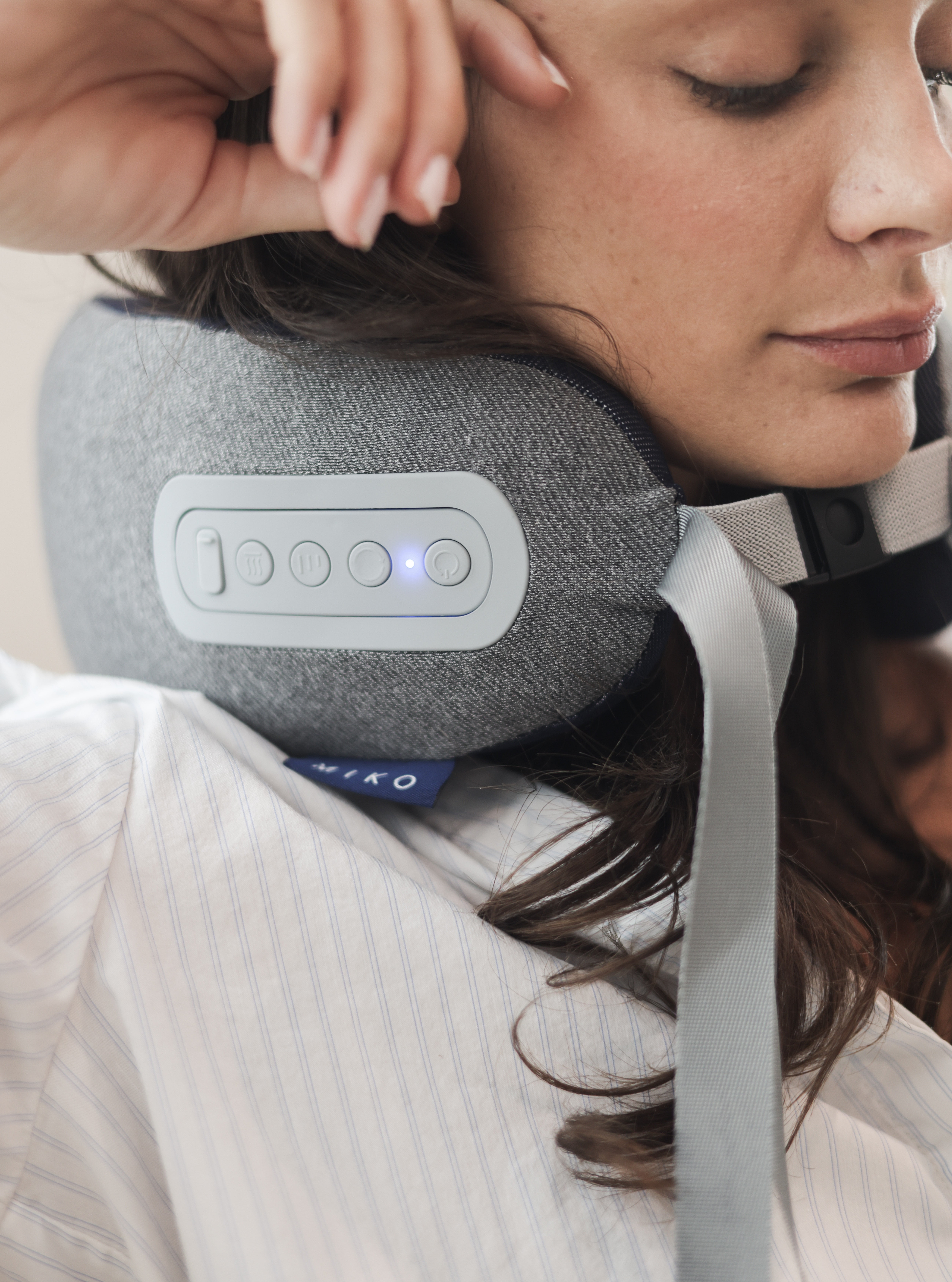 Miko Memory Foam Neck Massage Pillow with Heat – Portable Neck Massager for Travel, Home, Office Comfort
