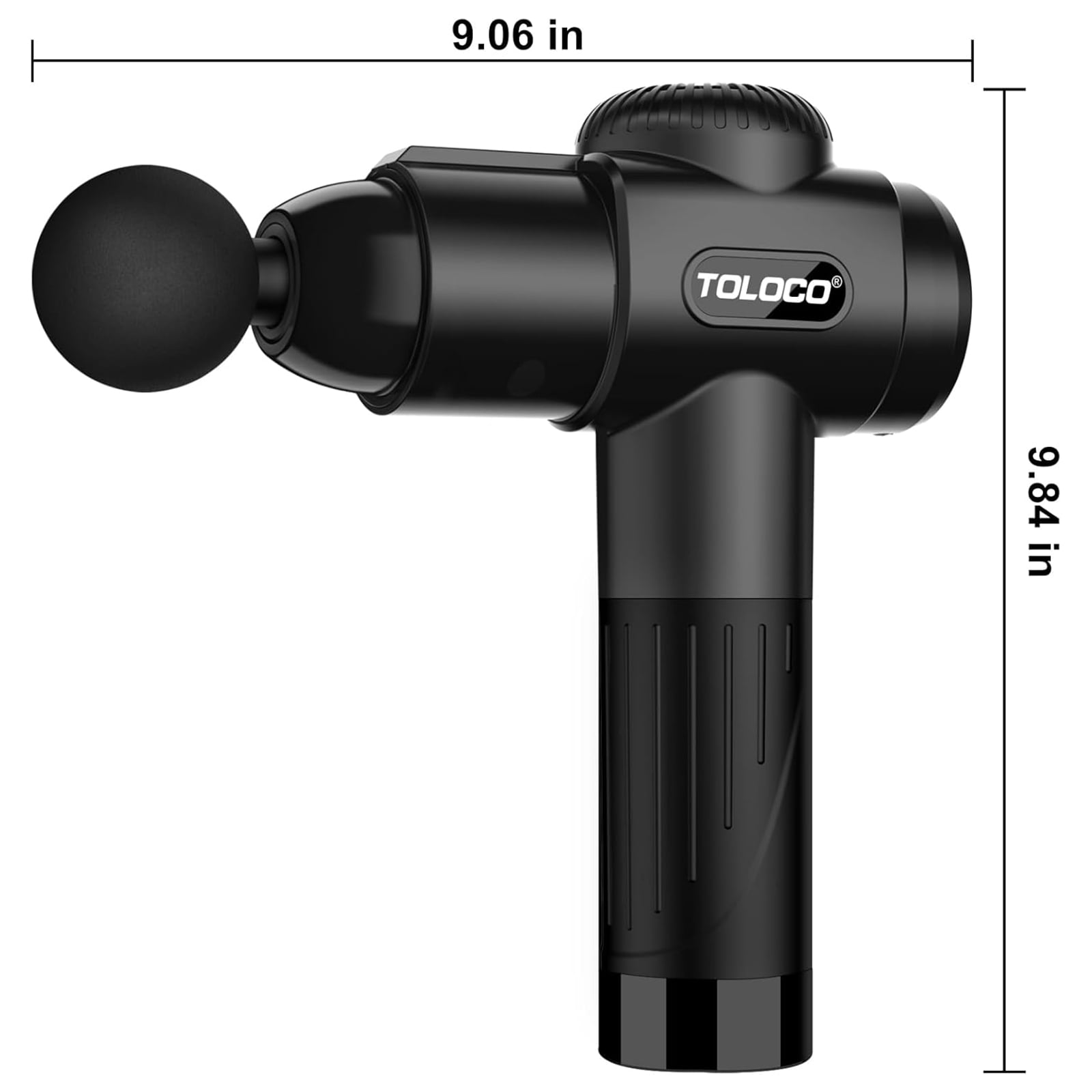 TOLOCO Deep Tissue Massage Gun for Athletes, Pain Relief, 10 Heads, Silent Motor - Black