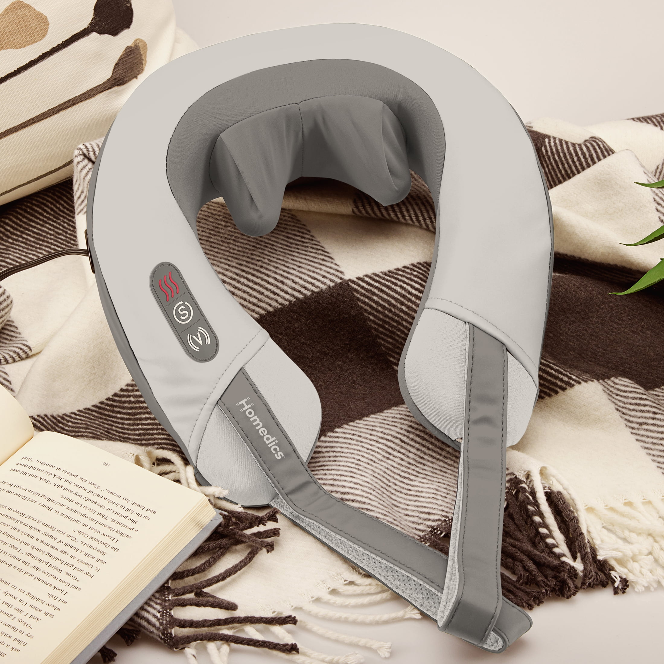 Homedics Neck Massager with Heat - Portable Shiatsu & Vibration Massage, Tan