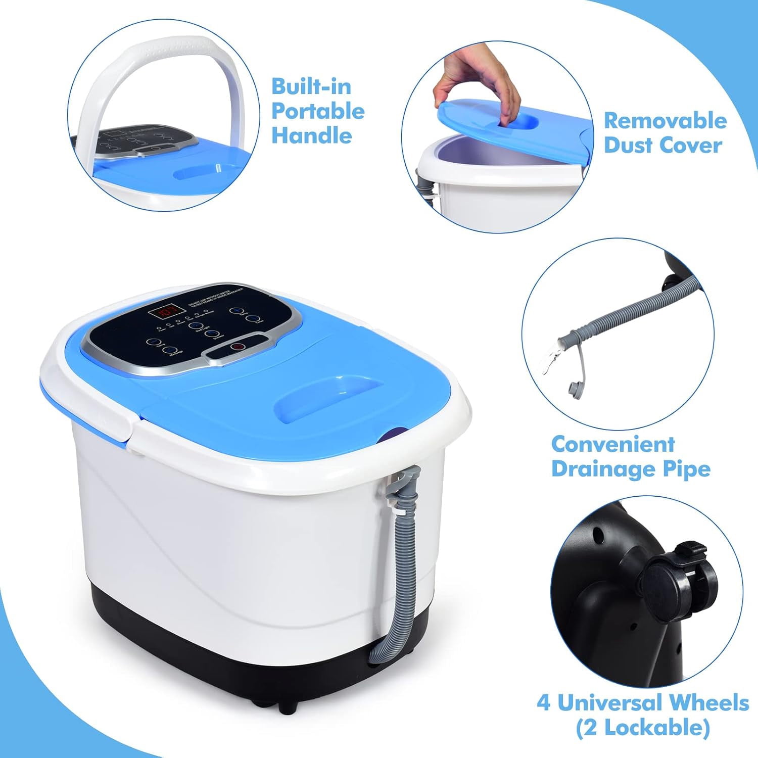 MESOL Heated Foot Spa Bath Massager - Portable All-In-One