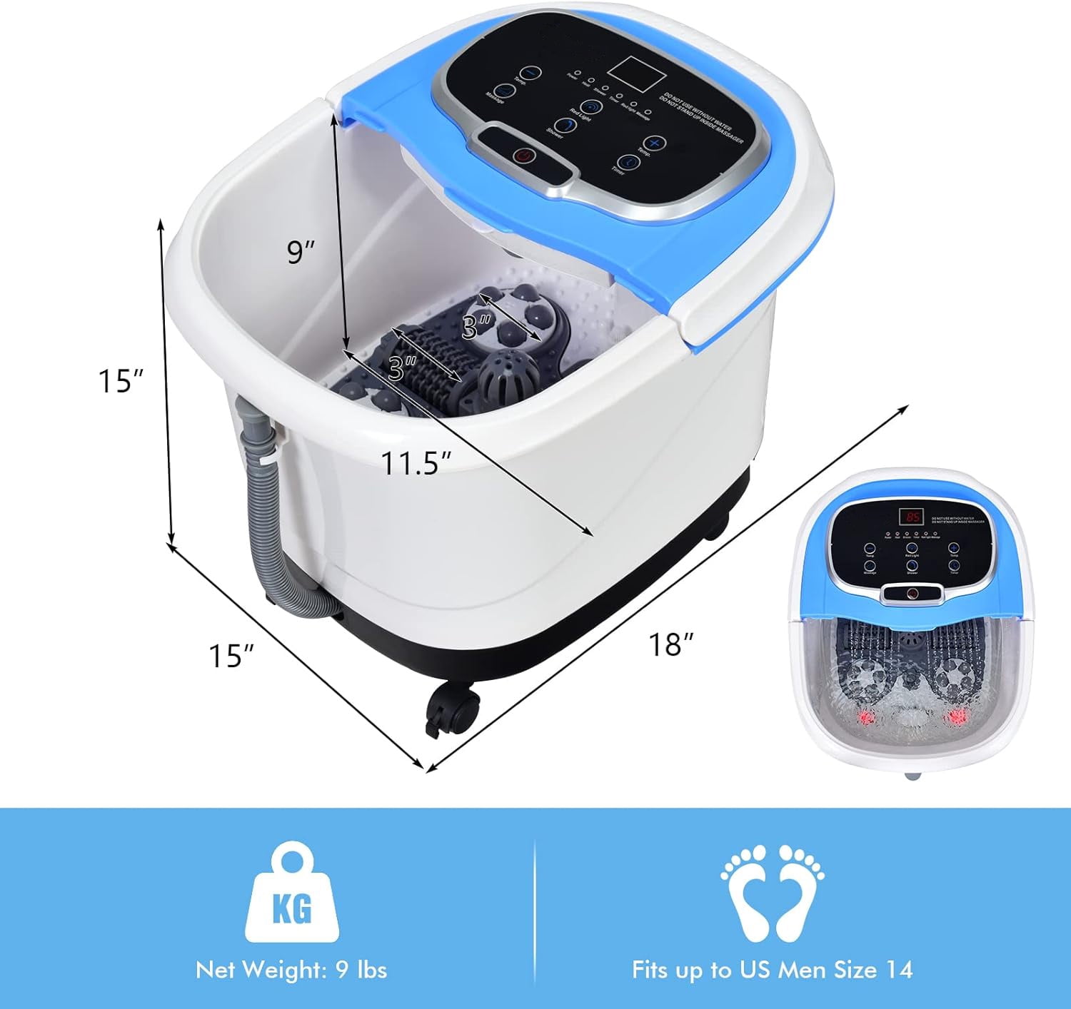 MESOL Heated Foot Spa Bath Massager - Portable All-In-One