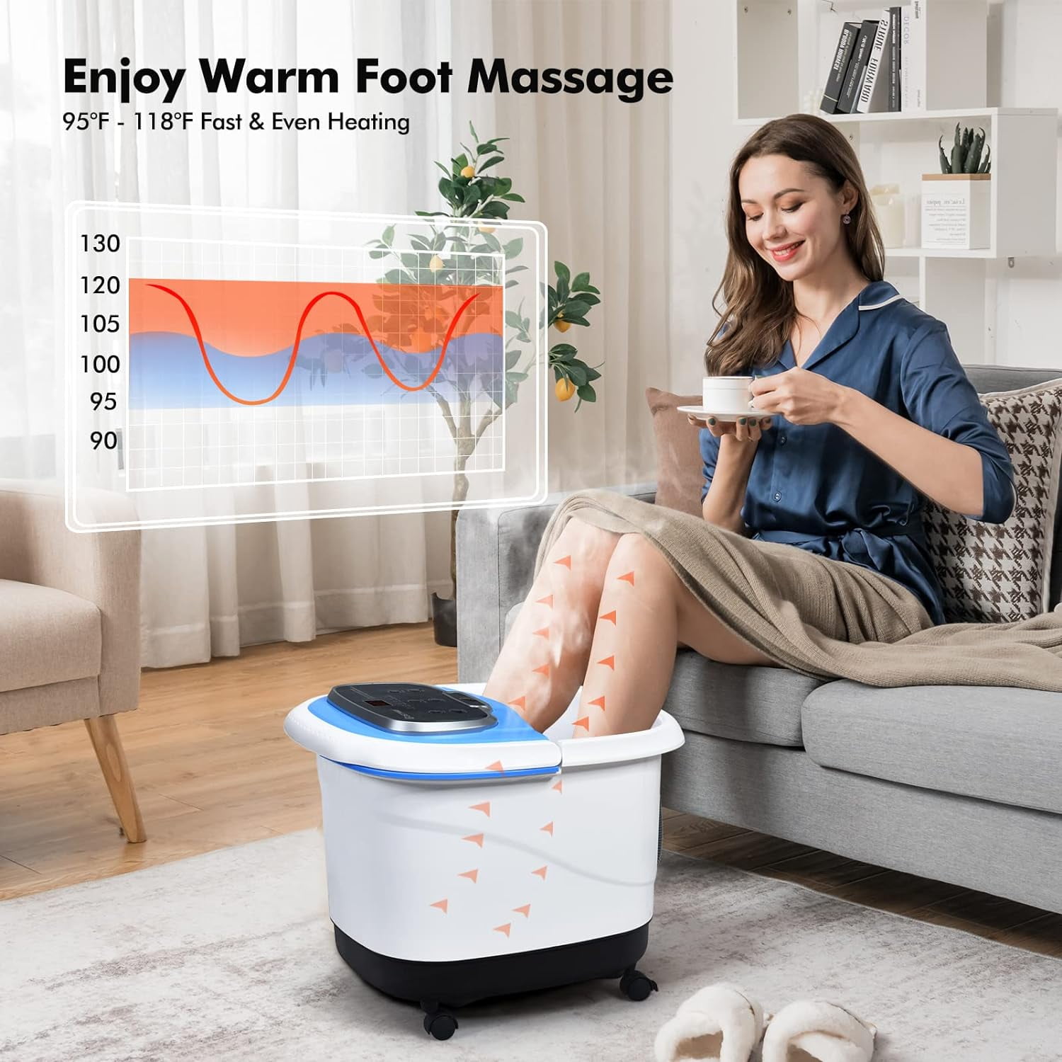 MESOL Heated Foot Spa Bath Massager - Portable All-In-One