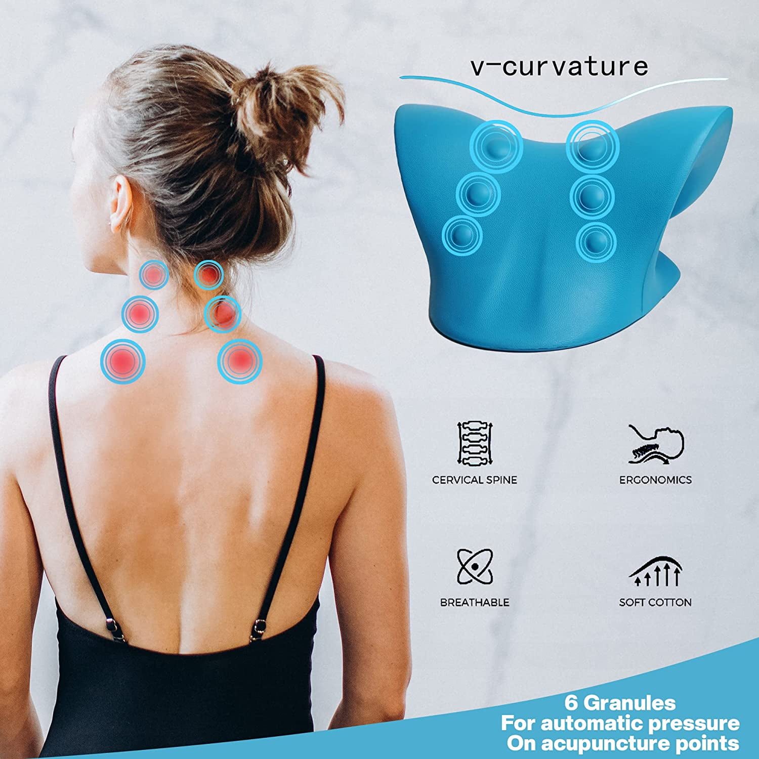 TOSEERY Portable Neck Stretcher and Posture Corrector for Pain Relief in 10 Minutes - Blue