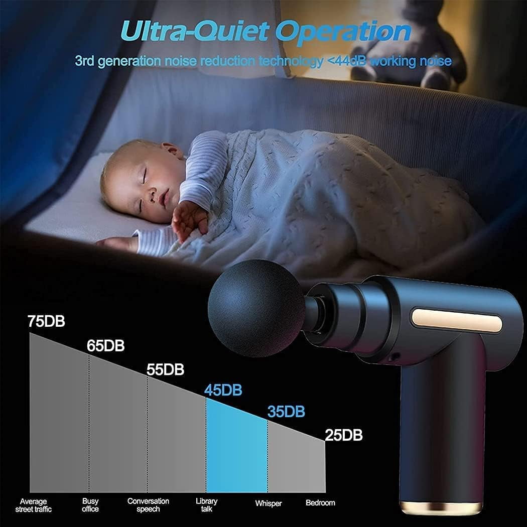 LDNIO Mini Massage Gun with 4 Massages Heads, 6 Speeds - Neck and Back Muscle Massager for Pain Relief