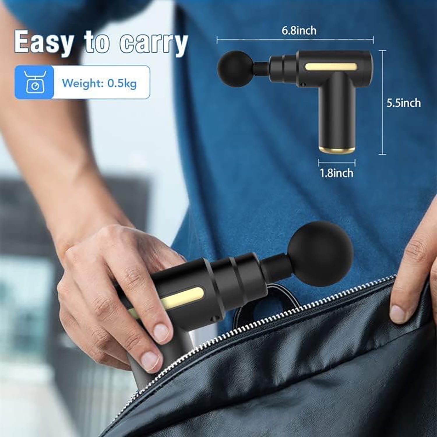 LDNIO Mini Massage Gun with 4 Massages Heads, 6 Speeds - Neck and Back Muscle Massager for Pain Relief