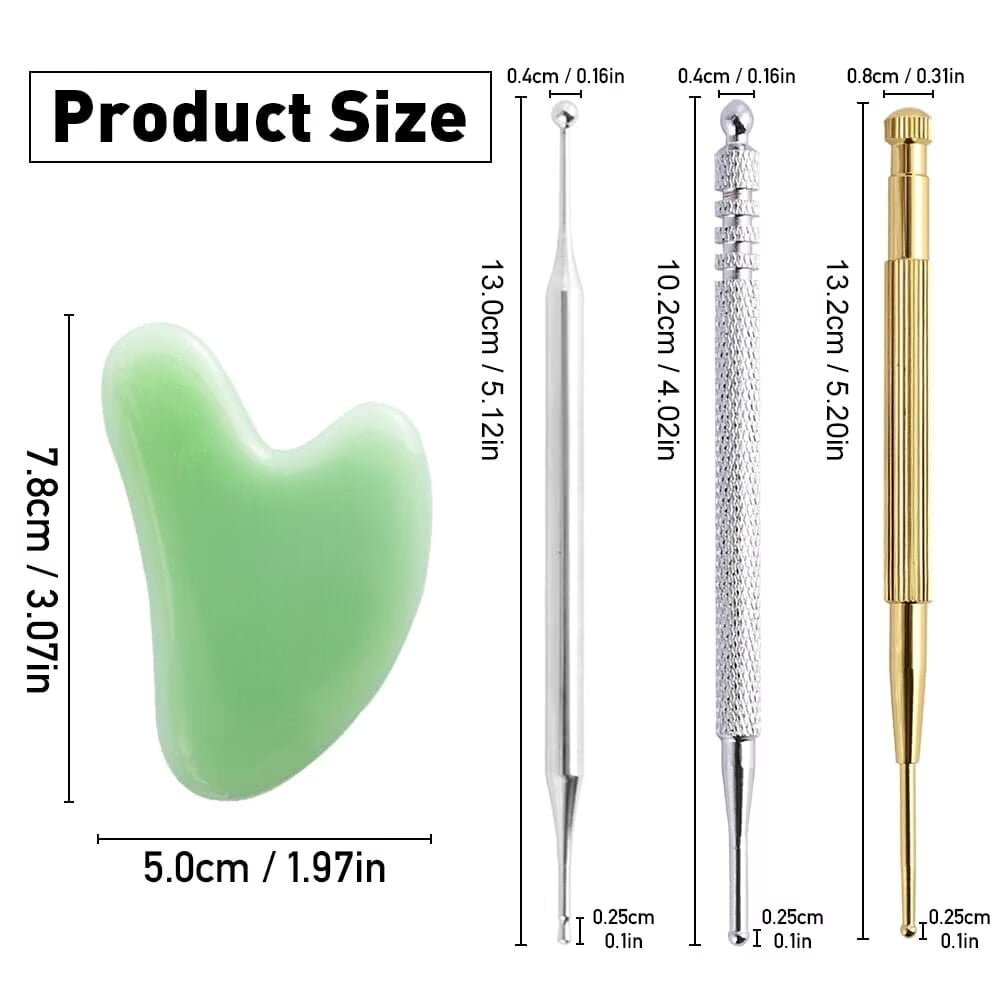 Babsmuly 4-Piece Facial Reflexology Massage Tool Set with Acupuncture Pen