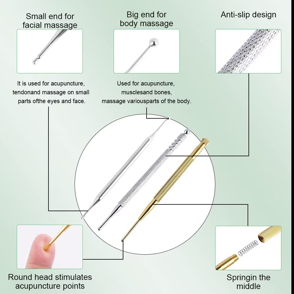 Babsmuly 4-Piece Facial Reflexology Massage Tool Set with Acupuncture Pen