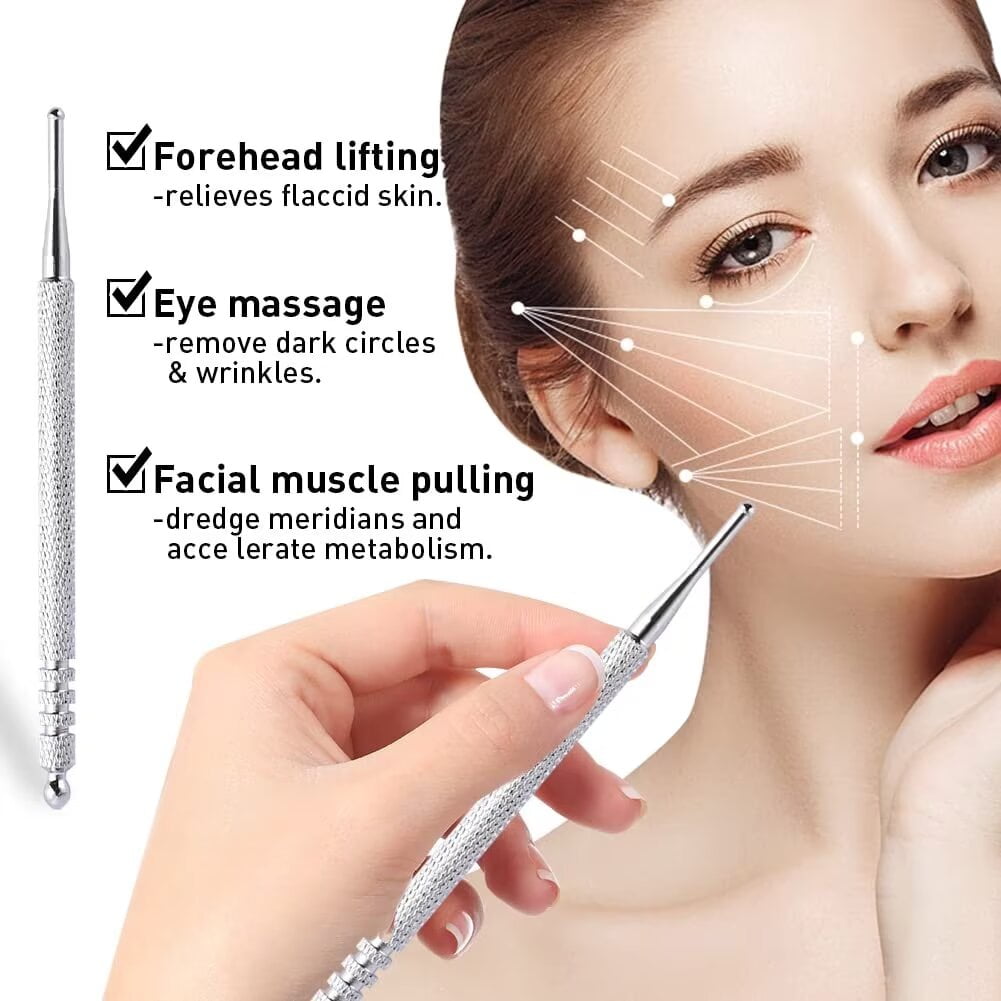 Babsmuly 4-Piece Facial Reflexology Massage Tool Set with Acupuncture Pen