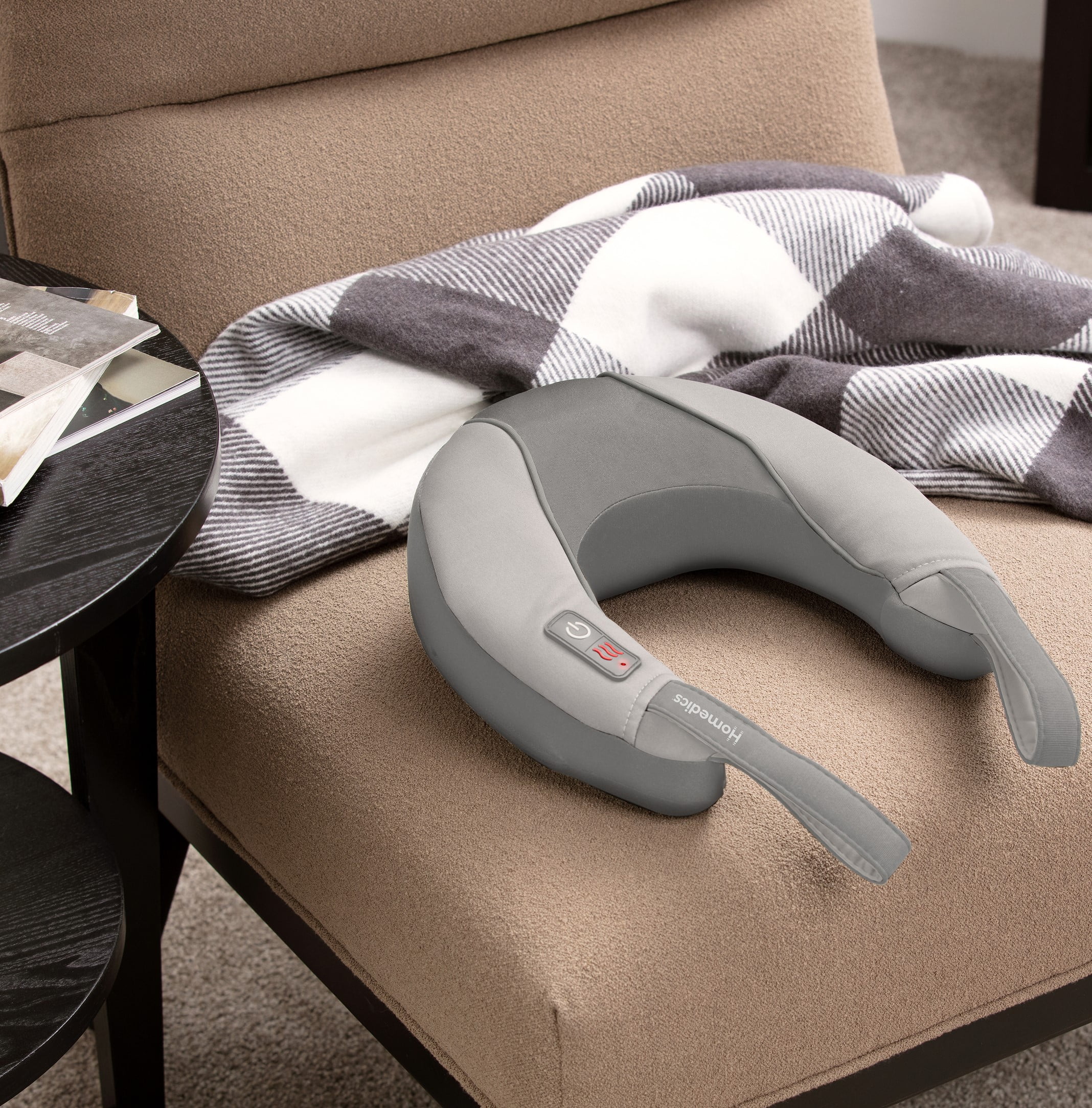 Homedics Pro Therapy Neck Massager with Heat & Vibration, 2 Speeds, Tan NMSQ-217HJ-TN