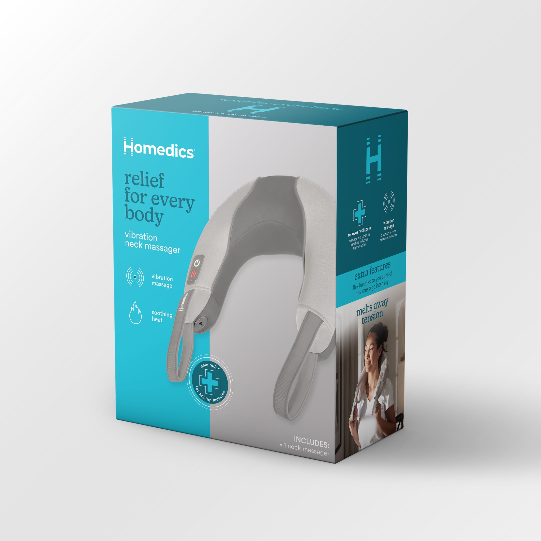 Homedics Pro Therapy Neck Massager with Heat & Vibration, 2 Speeds, Tan NMSQ-217HJ-TN