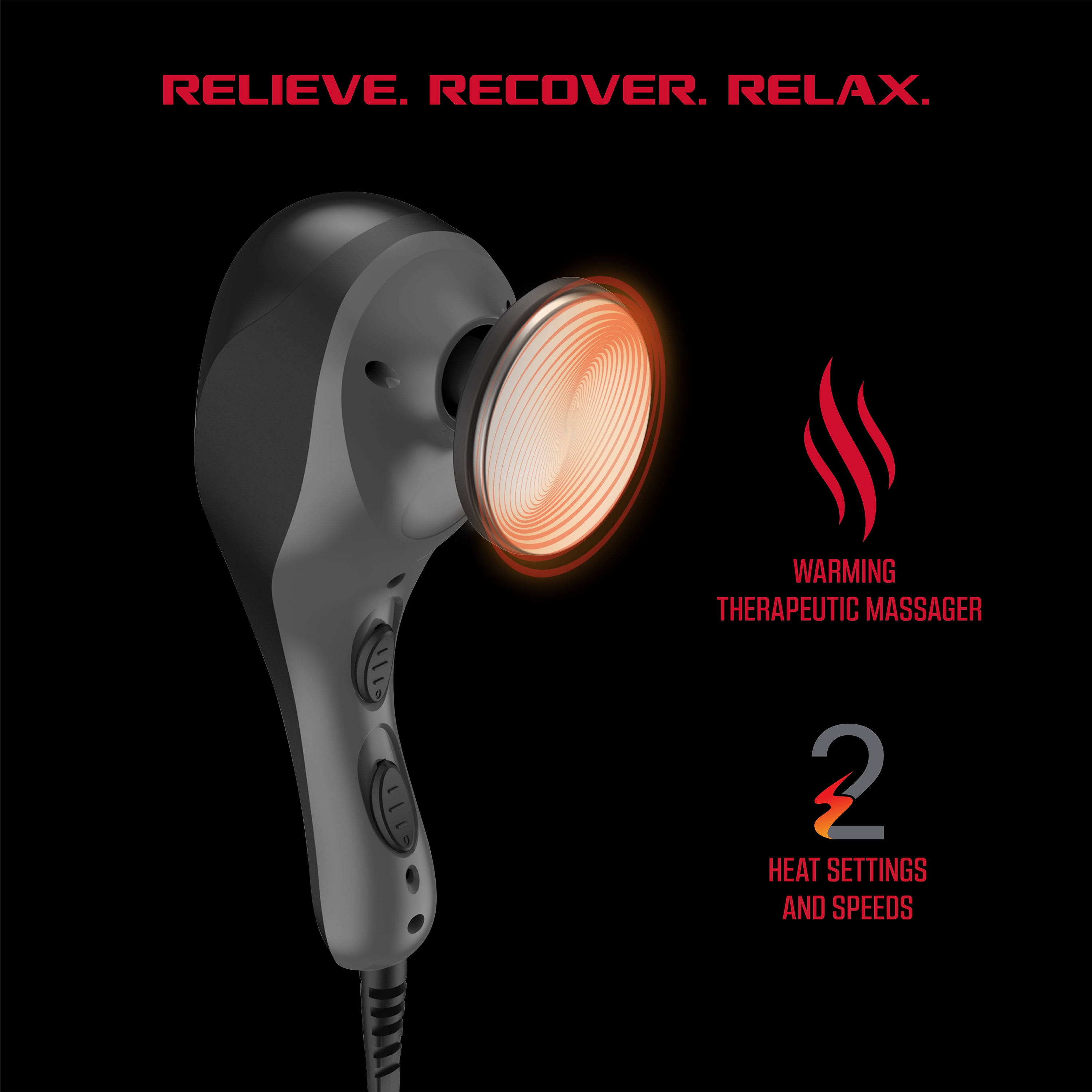 FitRx Heat Therapy Massager with Handheld Massage Gun, Multiple Speeds and Heat Settings