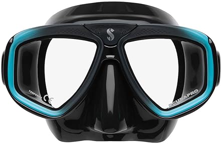 Scubapro Zoom Scuba Mask with Ultra Clear Dual Lens and Lens-Change System for Diving - Black/Turquoise"