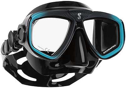 Scubapro Zoom Scuba Mask with Ultra Clear Dual Lens and Lens-Change System for Diving - Black/Turquoise"