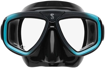 Scubapro Zoom Scuba Mask with Ultra Clear Dual Lens and Lens-Change System for Diving - Black/Turquoise"