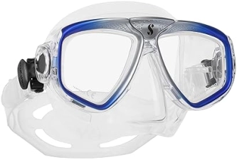 Scubapro Zoom Scuba Mask with Ultra Clear Dual Lens and Lens-Change System - Diving Mask Clear/Blue/Silver"