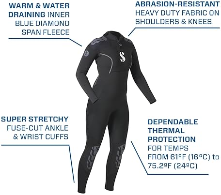 Scubapro Everflex Yulex Women's 3/2mm Scuba Diving Wetsuit with Diamond Span Inner Fleece - Plant-Based Foam