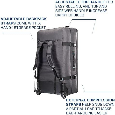 Scubapro Definition Duo Compartment 118 Wheeled Duffle Dive Bag with Adjustable Backpack Straps, Top