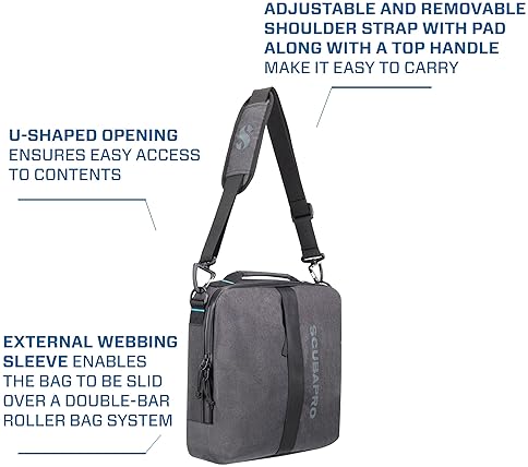 Scubapro Definition Regulator 10 Dive Bag - Adjustable Strap, Top Handle - Premium Recycled Gray Fabric
