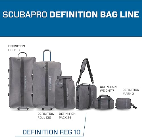 Scubapro Definition Regulator 10 Dive Bag - Adjustable Strap, Top Handle - Premium Recycled Gray Fabric