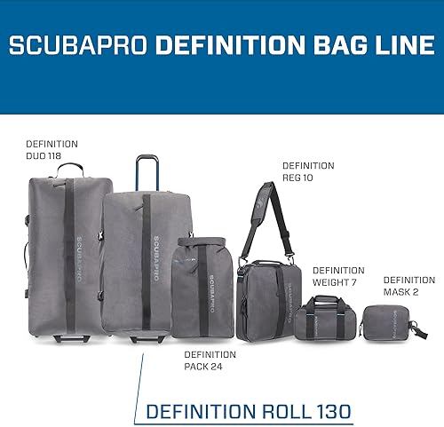 Scubapro Definition Roll 130 Wheeled Duffle Dive Bag for Scuba Diving Gear in Two-Tone Gray Fabric