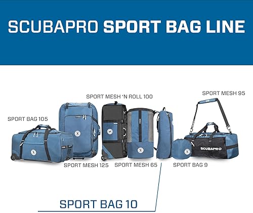 Scupabro Sport 10 Dive Bag in Denim Blue - Backpack Straps, Top Handle for Scuba Diving Gear