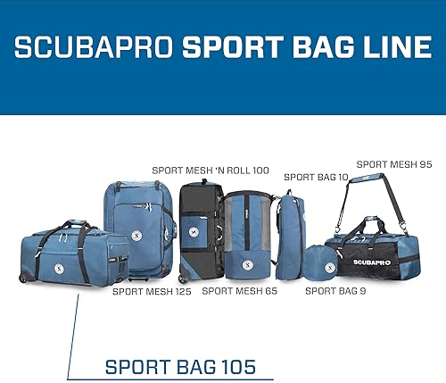 Scubapro Sport 105 Wheeled Dive Bag - Denim Blue, Telescopic Handle, Duffel Straps