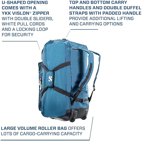 Scubapro Sport 125 Roller Dive Bag with Backpack Straps, Denim Blue Color Fabric