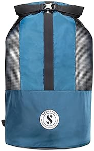 Scubapro Sport 65 Mesh Dive Bag for Snorkeling and Scuba Diving in Denim Blue - Roll Top Closure & Side Zipper