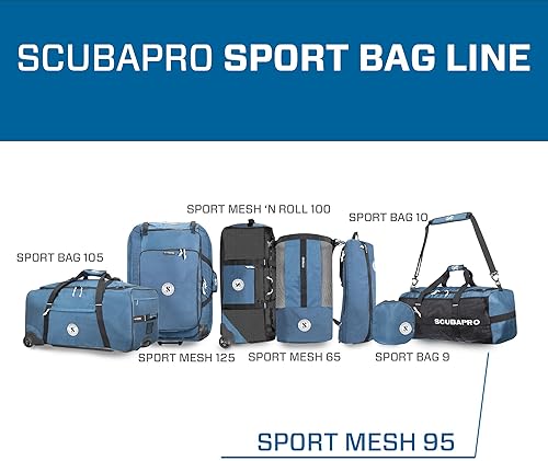Scubapro Sport 95 Mesh Dive Bag for Scuba Diving Gear, Denim Blue Color, Double Duffel Straps