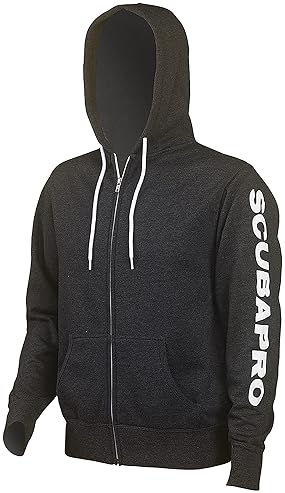 Scubapro Charcoal Gray Hoodie with Zip-Up Design
