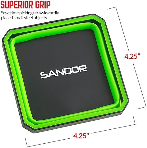 SANDOR Pack of 3 Magnetic Parts Trays for Small Metal Parts - 4.25 Inch Square - Red/Blue/Green