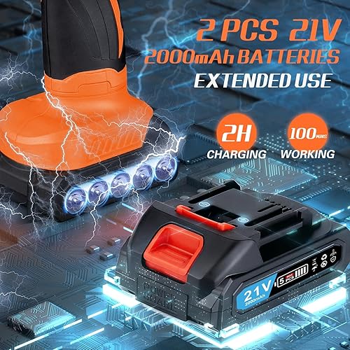 Cordless Car Buffer Polisher w/ 2x2000mAh 21V Batteries, 6 Inch Car buffer Waxer Kit, Car Polishing