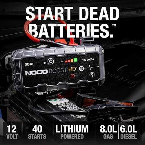 NOCO Boost HD GB70 2000A UltraSafe Car Battery Jump Starter, 12V Battery Booster Pack, Jump Box, Por