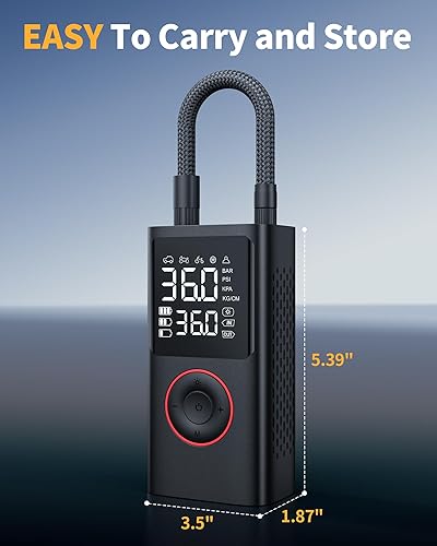 Portable Tire Inflator 150 PSI Cordless Air Compressor with Pressure Gauge & LED Light