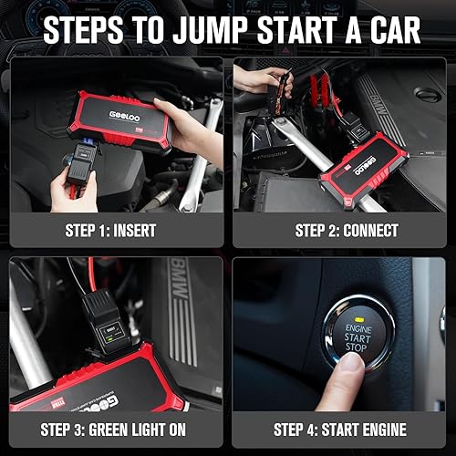 GOOLOO GP2000 Jump Starter - 12V 2000A Car Jumper (Up to 8.0L Gas, 6.0L Diesel) - Portable Battery Charger - USB Quick Charge - Red