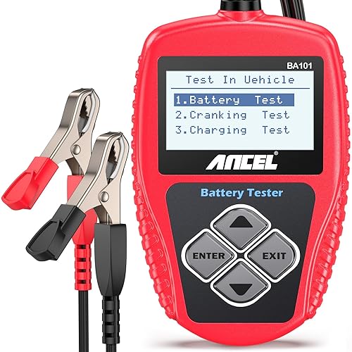 ANCEL 12V Car Battery Tester & Alternator Diagnostic Tool - 100-2000 CCA Capacity