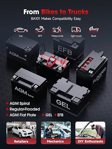 ANCEL 12V Car Battery Tester & Alternator Diagnostic Tool - 100-2000 CCA Capacity