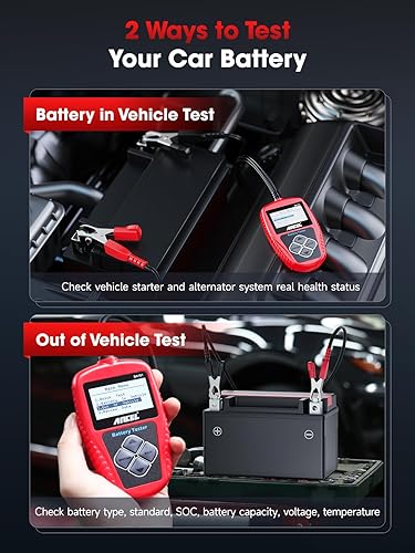 ANCEL 12V Car Battery Tester & Alternator Diagnostic Tool - 100-2000 CCA Capacity