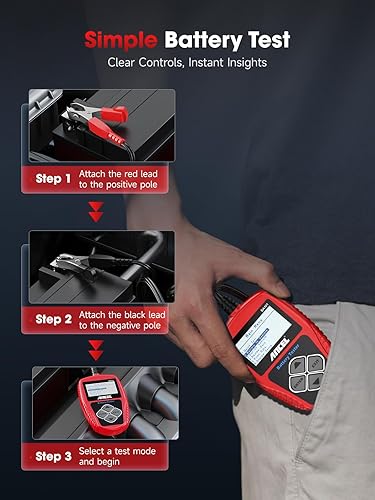 ANCEL 12V Car Battery Tester & Alternator Diagnostic Tool - 100-2000 CCA Capacity