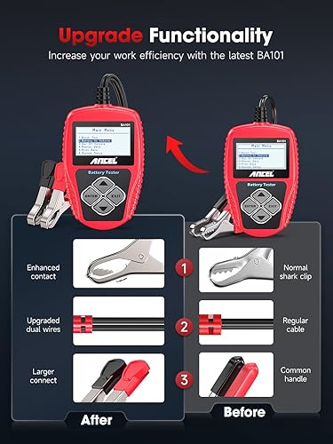 ANCEL 12V Car Battery Tester & Alternator Diagnostic Tool - 100-2000 CCA Capacity