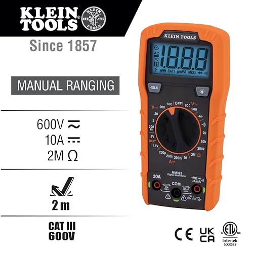 Klein Tools MM325 Digital Multimeter 600V AC/DC Voltage
