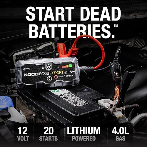 NOCO Boost Sport GB20 500A Car Jump Starter for 4.0L Gas Engines