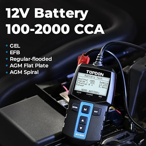 TOPDON BT100 Car Battery & Alternator Tester | 12V Load Test | Digital Analyzer