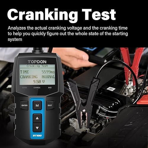 TOPDON BT100 Car Battery & Alternator Tester | 12V Load Test | Digital Analyzer