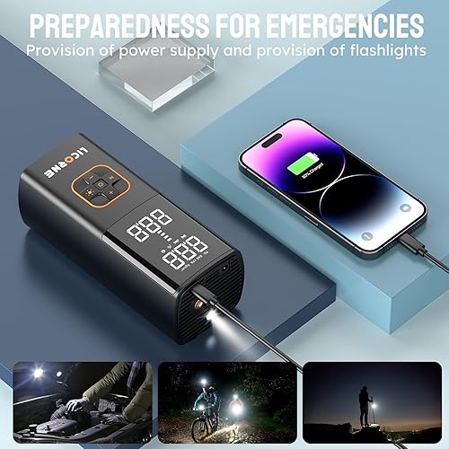 LICORNE Portable Tire Inflator Air Compressor with Digital Gauge - 180PSI, Fast Pump for Car, Bike, Motorcycle, Ball