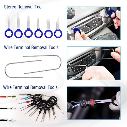 BYNIIUR Trim Removal Tool Set for Auto Clips & Fasteners, Blue