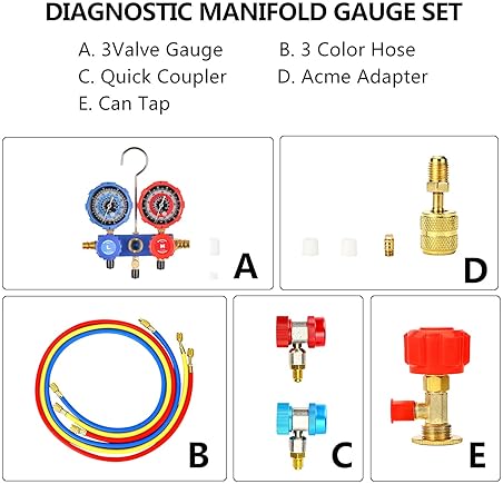 HZAUTOS 1/3HP Vacuum Pump & Manifold Gauge Set: HVAC Refrigeration Kit